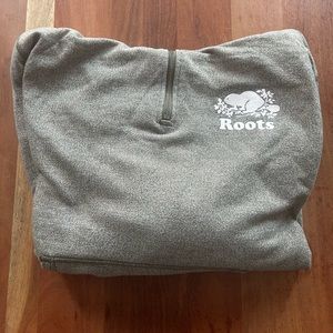 Roots green salt & pepper half zip sweater large